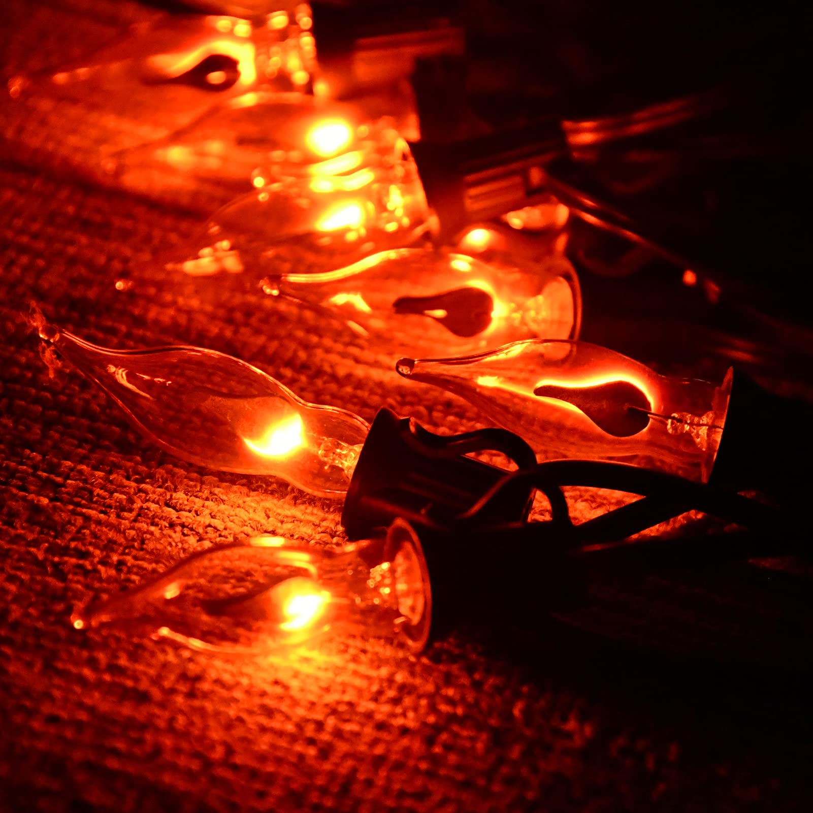 Orange Flicker Flame Replacement Light Bulbs, C18 Flame Candle Bulb E12 Flame Candelabra Light Bulbs For Halloween Christmas String Light Electric Window Candle Lamps, 12 Pack