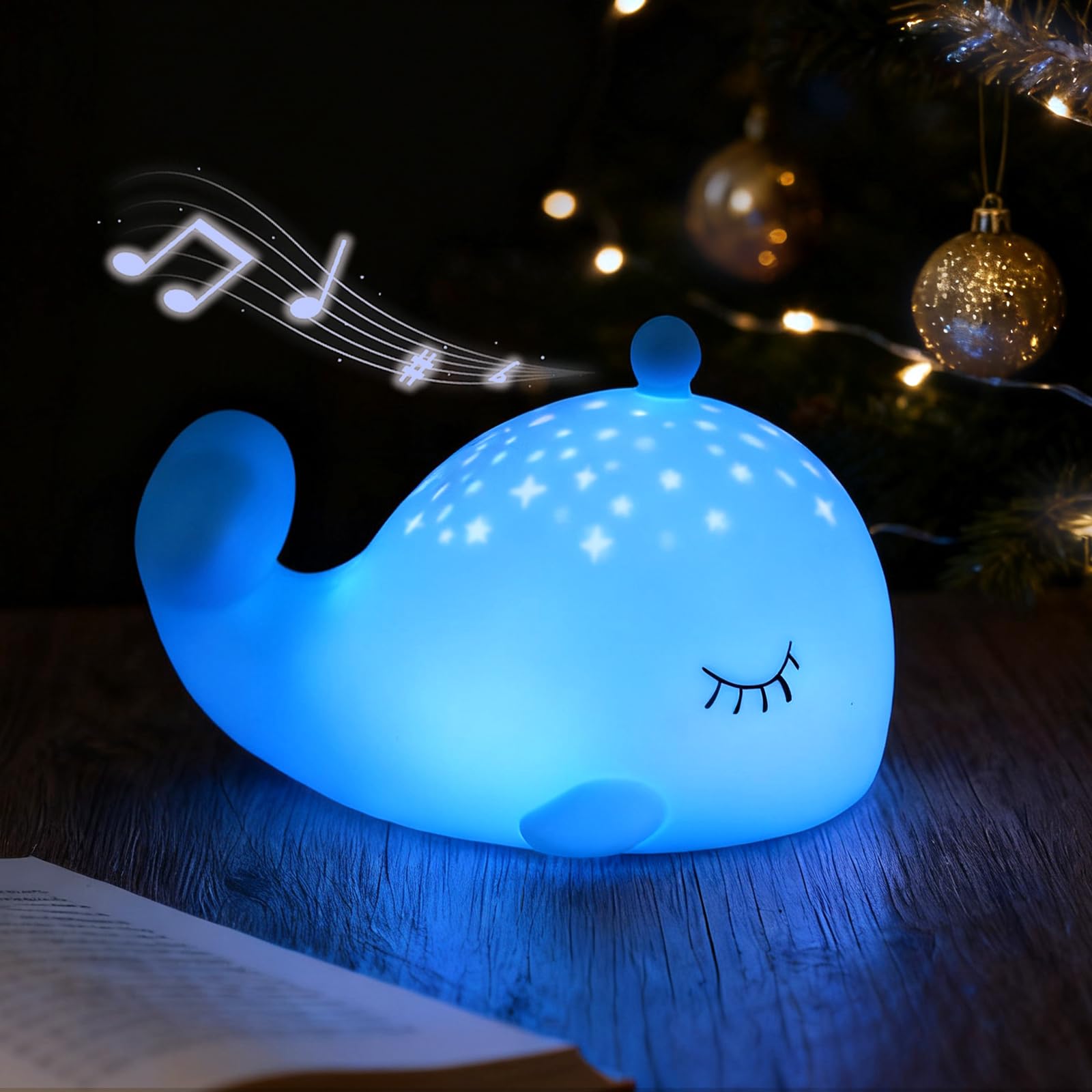 LEDHOLYT Cute Night Light Gifts for Kids, 7 Colors Blue Whale Toys Cute Lamp,Soft Silicone Baby Night Light,Silicone Whale Recha