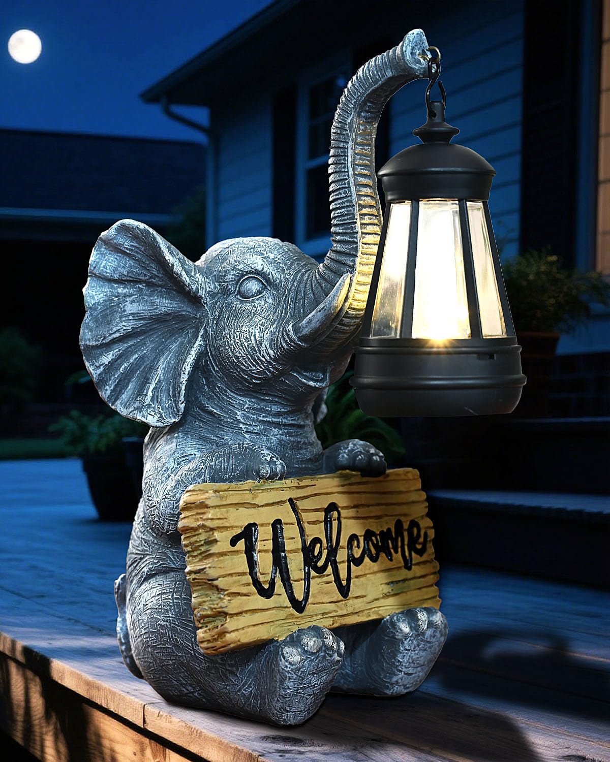 KVR Solar Elephant Garden Lights, Outdoor Welcome Statue Decor for Patio Yard, Birthday Gift for Women Mom Grandma (2026 New Gif