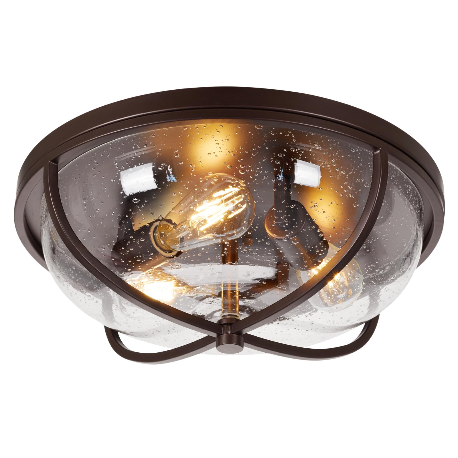 Rosient Flush Mount Ceiling Light Fixture, Modern Seeded Glass, 16 Inch, ORB Finish, Ideal for Hallway and Porch Entryway