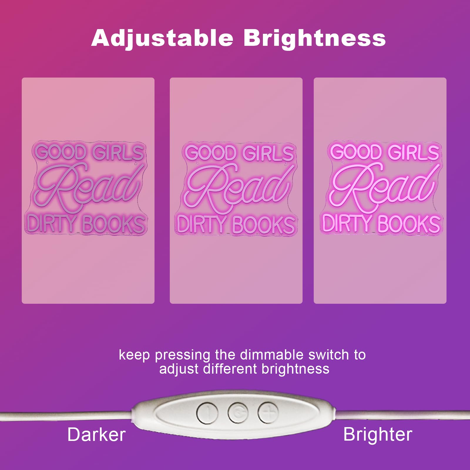Jurong Led Neon Sign For Wall Decor  Good Girls Read Dirty Books Neon Light  Usb Powered Dimmable  5V/2A  16.5X12.5 For Home Book Party  Gift  Bedroom  Book Lover  Home Library