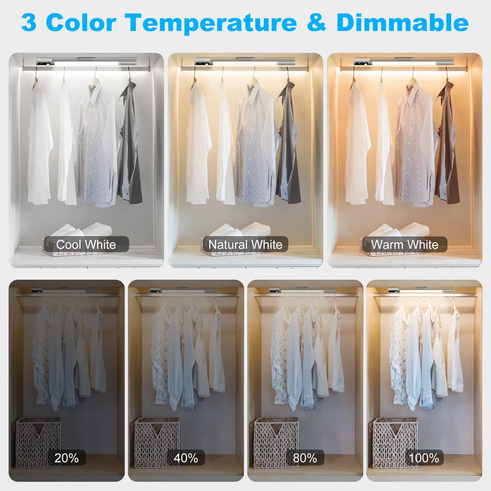 Maliigaza Upgraded 2000Mah Led Under Cabinet Lights With Digital Display, 15-Inch Wireless Indoor Closet Lights For Wardrobe Clo