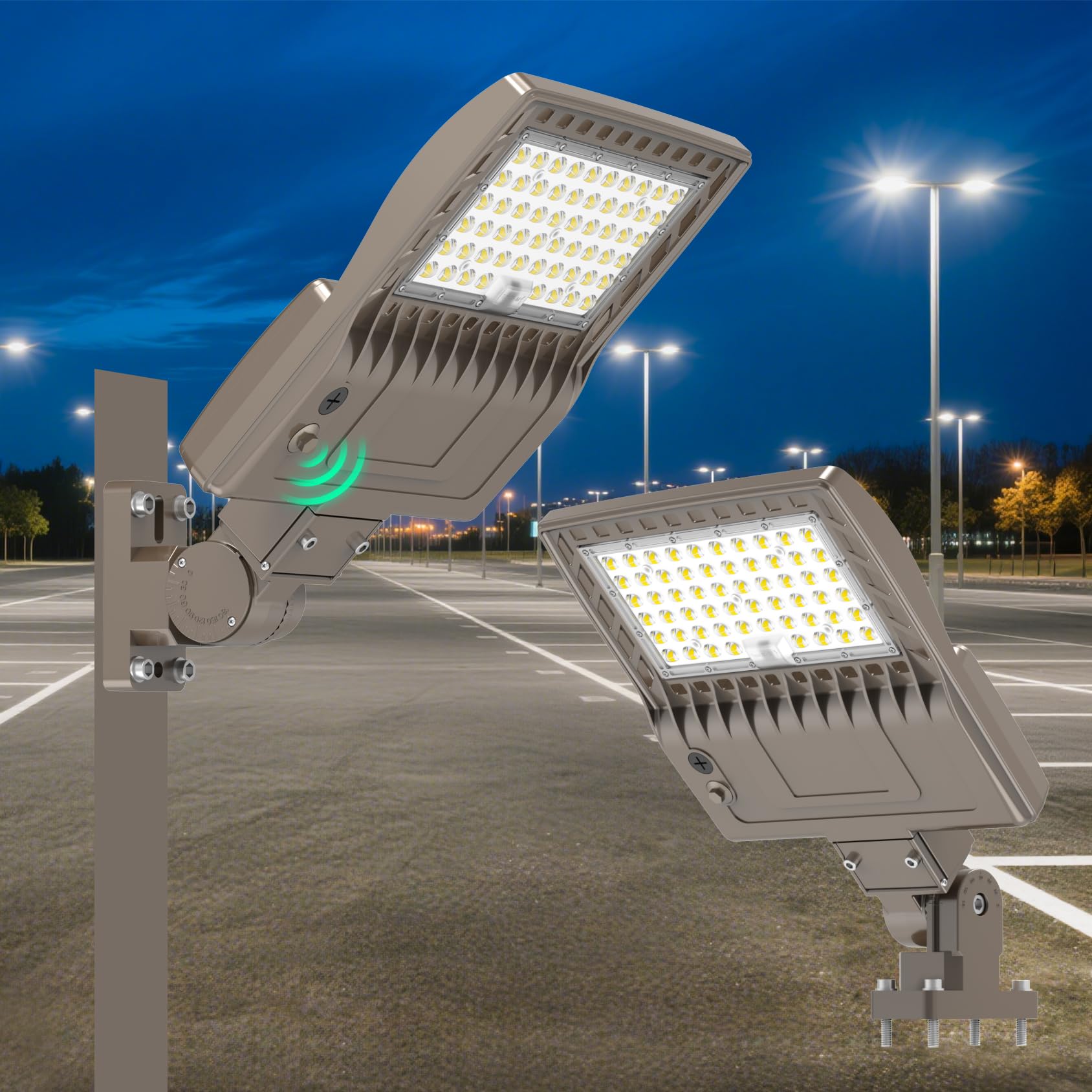 BBESTLED 2 Pack 200W LED Parking Lot Light Dusk to Dawn, UL Listed Power Adjustable LED Shoebox Parking Pole Light 30,000LM Comm