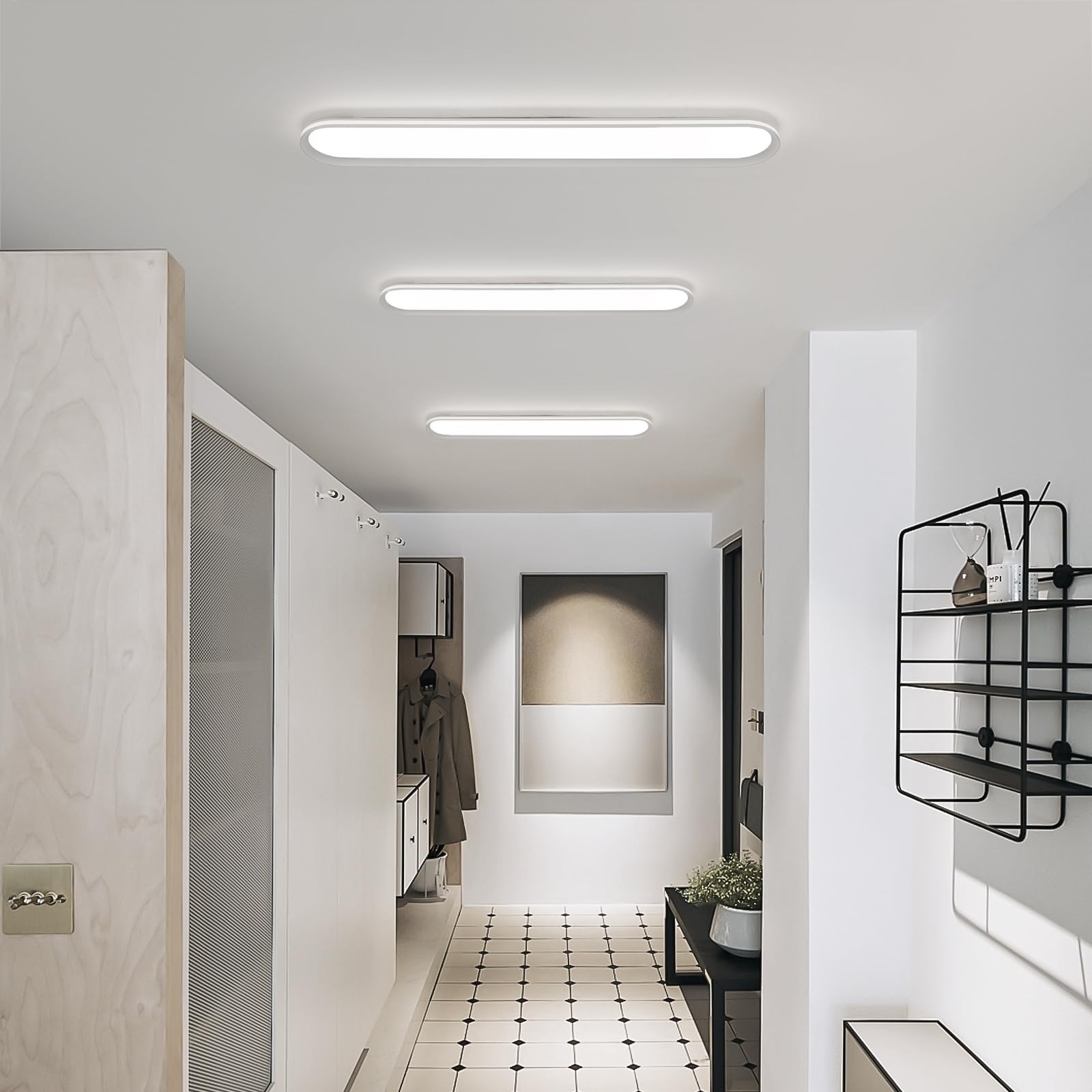 Naroume 47.1 Inch Metal Led Ceiling Light,Slim, Edge Lit - 65W Full Spectrum Linear Ceiling Lamps,6500K Cool White Modern Ultra