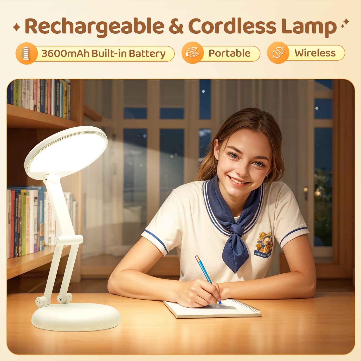 Cordless Lamp Wireless Lamp,3600Mah Battery Lamp Cordless Desk Lamp,10 Brightness Rechargeable Lamps Cordless Lamps Rechargeable Desk Lamp,Portable Lamp Rechargeable Table Lamp For Desk Lamp Cute