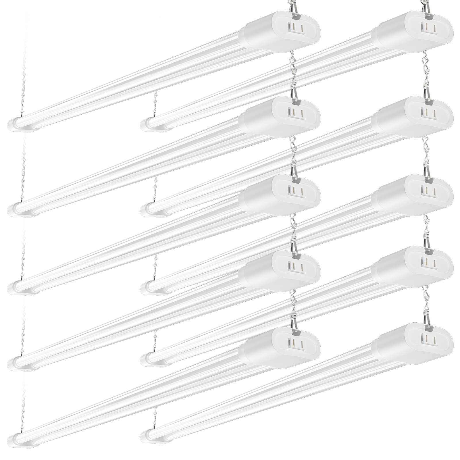 Ensenior 4ft Linkable LED Shop Light, 4400 Lumens, 36W Equivalent, 10 Pack, White, Model LSL-WH-10PACK, ETL Certified