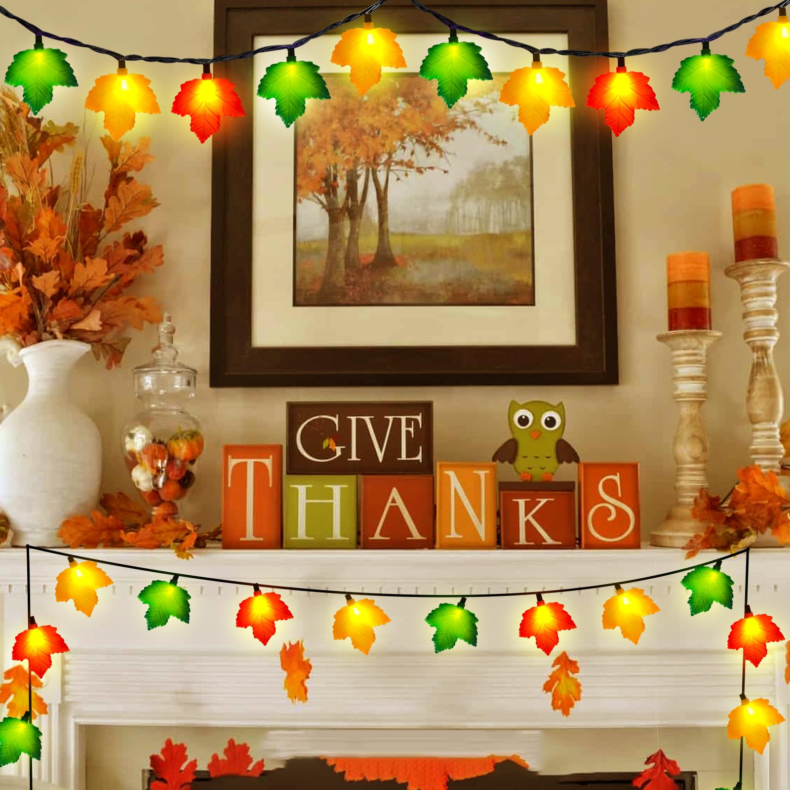 Fall Maple Leaf String  8.5Ft Outdoor Fall Lights With 10 Led Multicolor Maple Leaves Light Plug In Fall String Lights For Autumn Home  Kitchen  Table  Home  Mantel And Thanksgiving Decorcoration