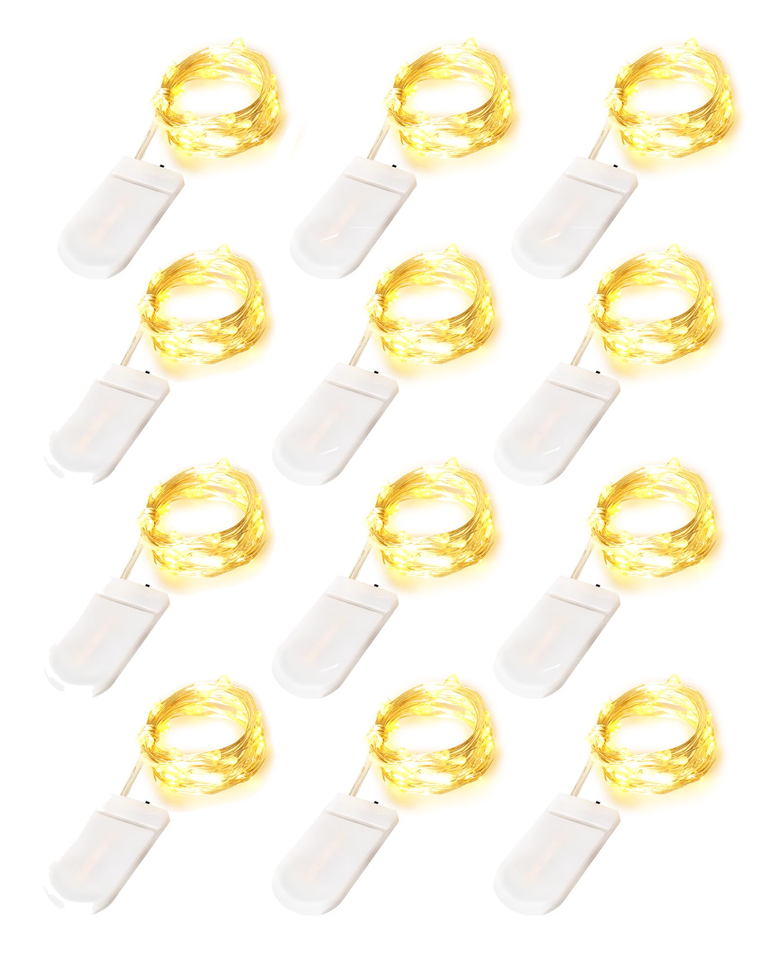 Blingstar Fairy Lights 20LED Mini String Lights, Waterproof Silver Wire, 12 Pack, Warm White, Model BS27