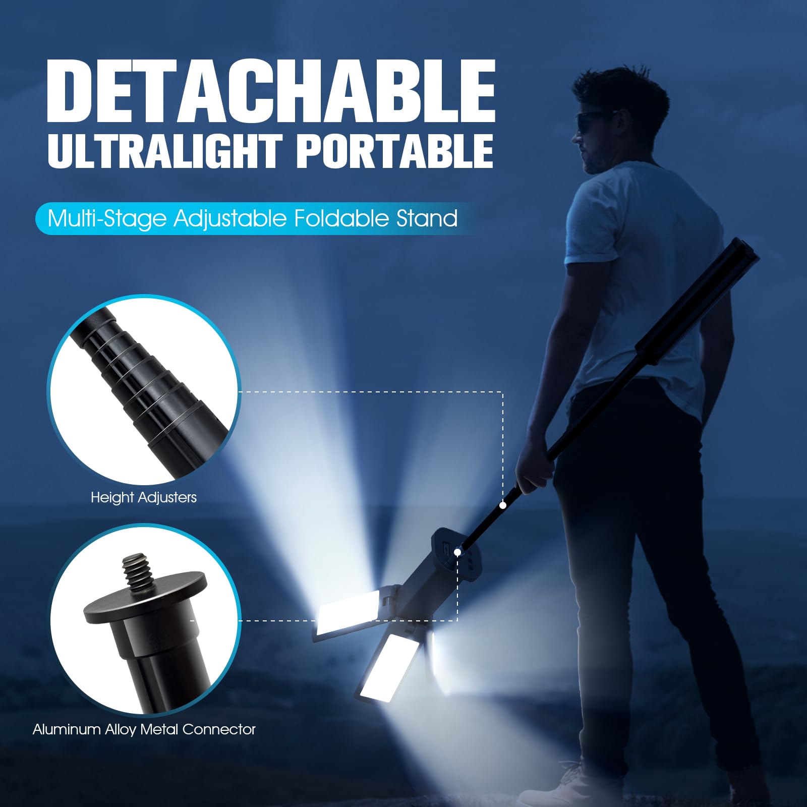 Chlorstar 14000Mah Rechargeable Work Lights With Stand Camping Light Stand, Rechargeable Work Light Tripod Stand, 270 Adjustable