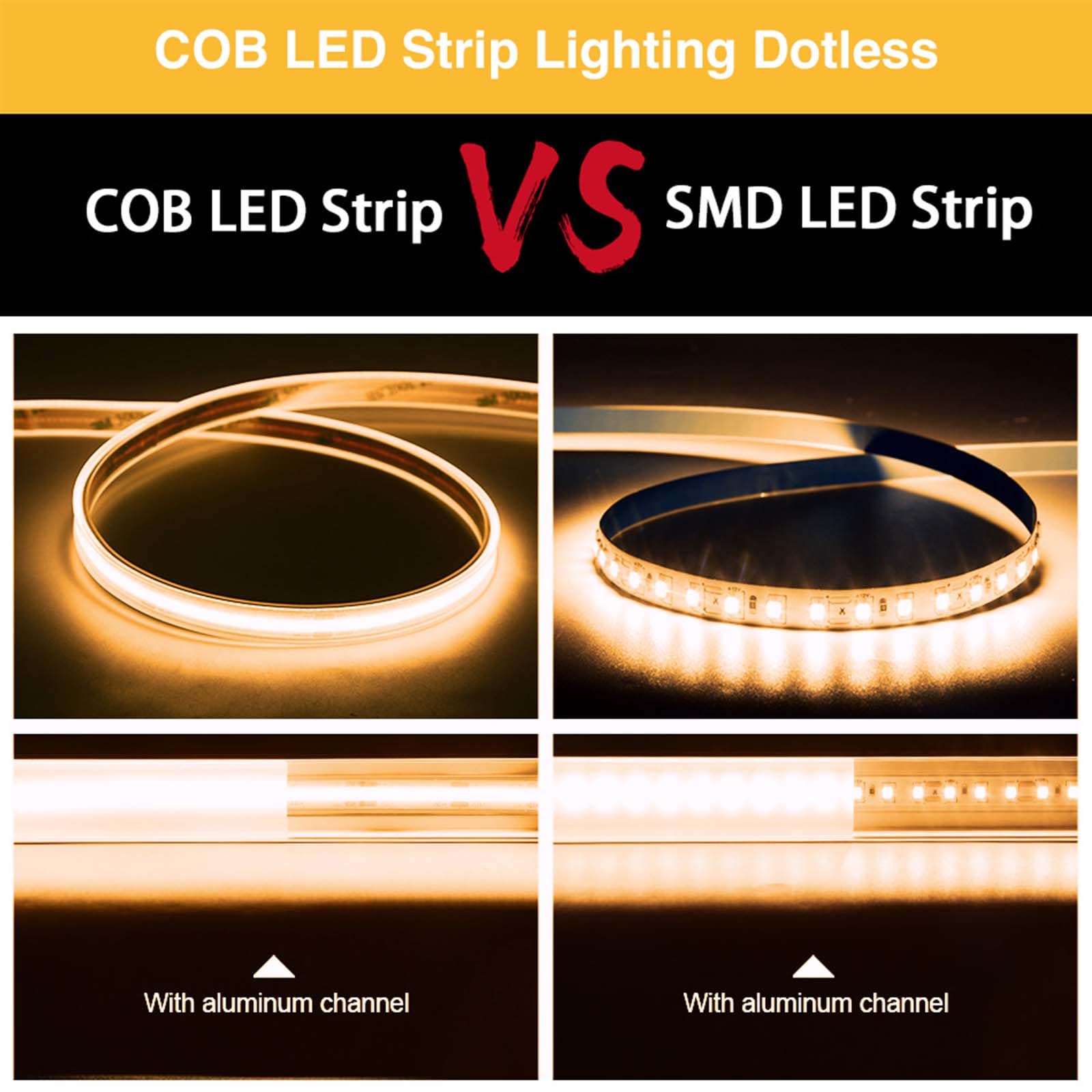 Lltop Cob Led Strip Lights Waterproof Ip67 Dc24V Warm White 3000K 16.4Ft/5M High Cri 92Ra+ Outdoor Led Tape Lighting Diy Cuttable For Bedroom Kitchen Cabinet Shelf (Power Supply Not Included)