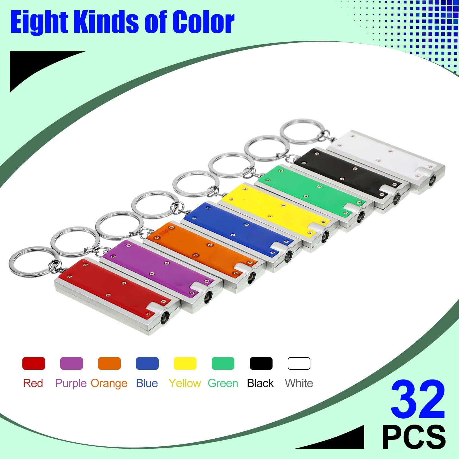 Hicarer 32 Pieces Flashlights Keychain Bulk Mini Powerful LED Keychain Lights Portable Flashlight for Emergency Camping Outdoor