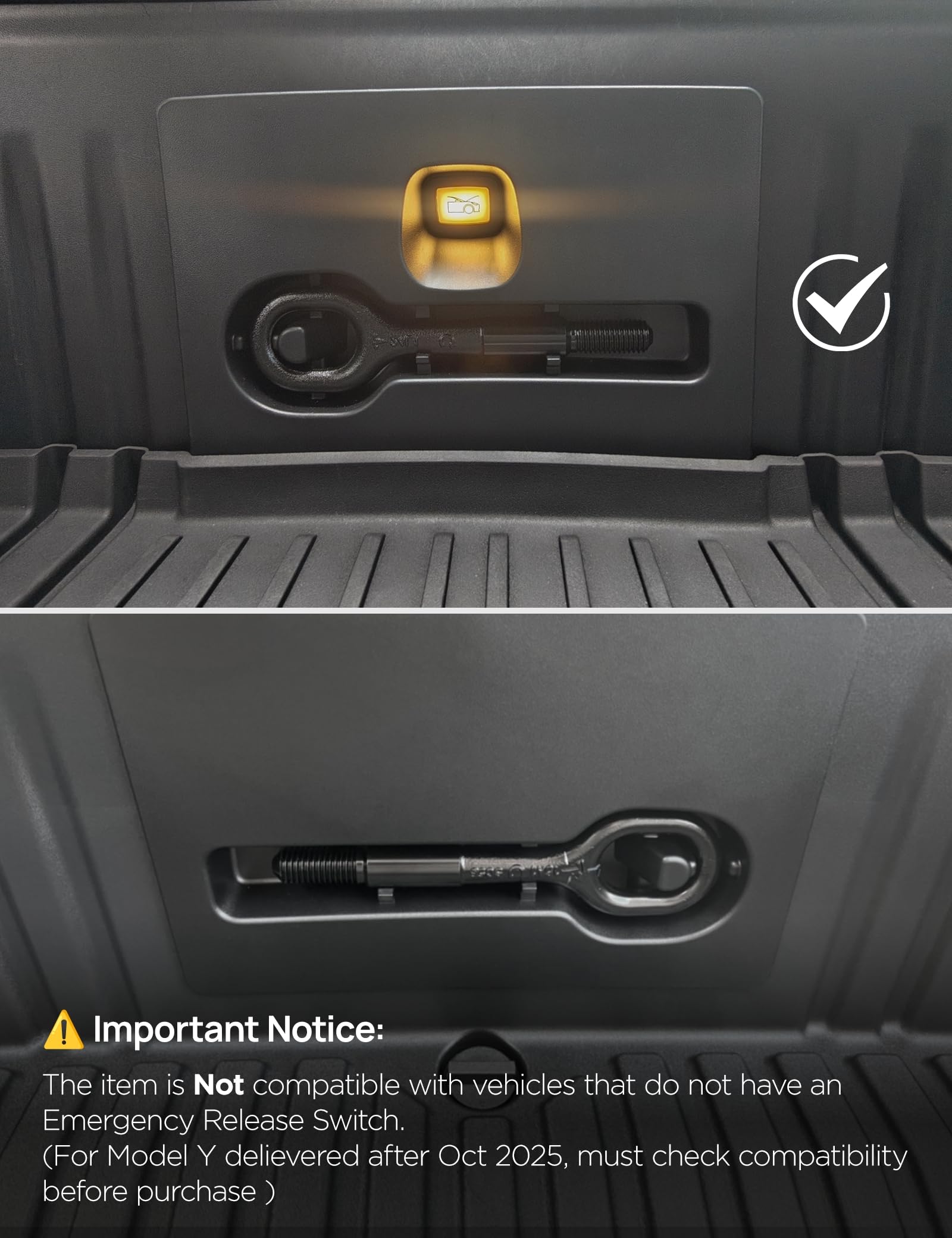 TPARTS Frunk LED Light Strip for Tesla Model Y Juniper 2025+, 3000K Warm White, Flexible Silicone, Tool-Free Installation