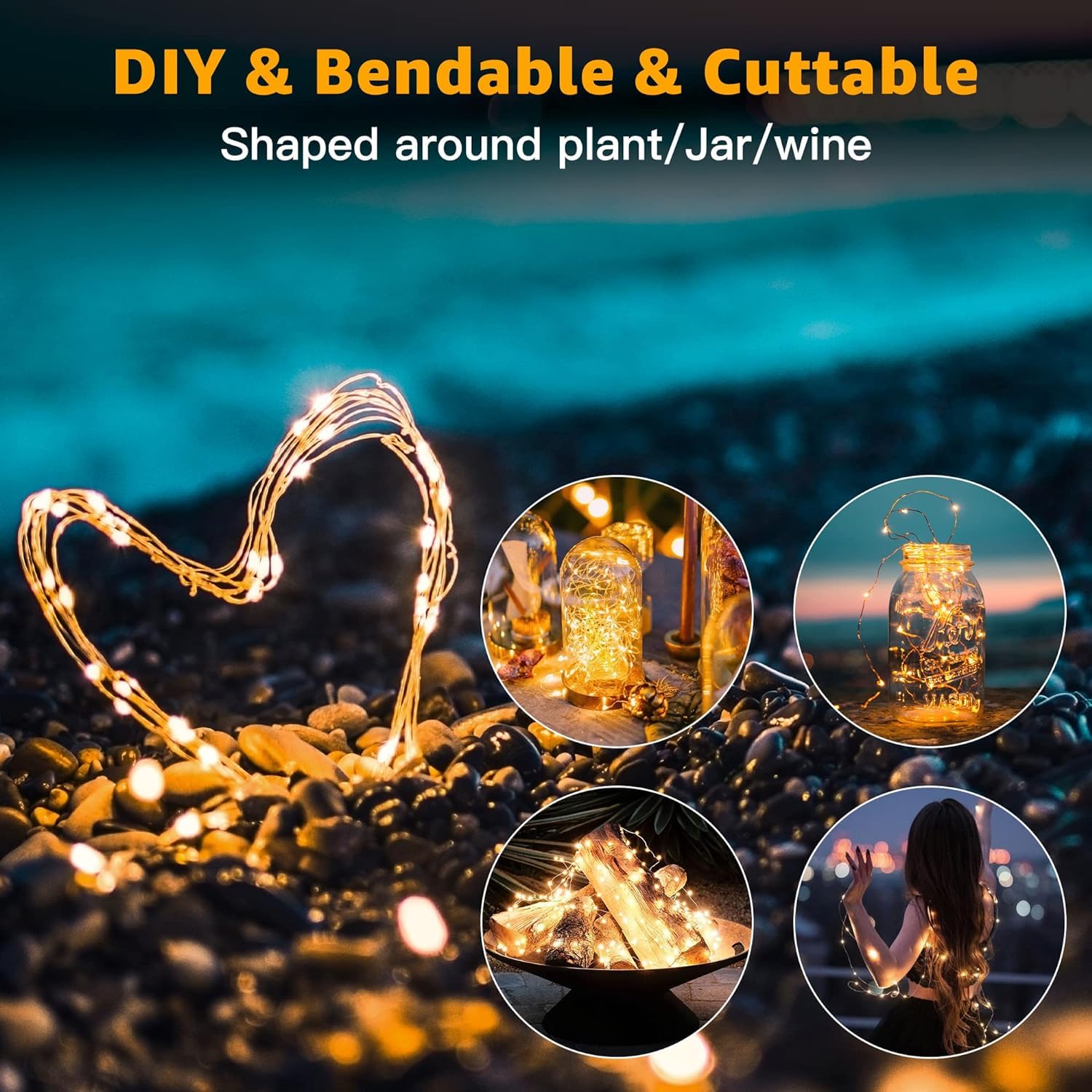 12 Pack Fairy Lights Battery Operated 7Ft 20 Led Mini String Lights Twinkle Lights Silver Wire Firefly Starry Lights For Mason Jars Wedding Party Christmas Centerpiece Decor, Warm White & Cool Whtie