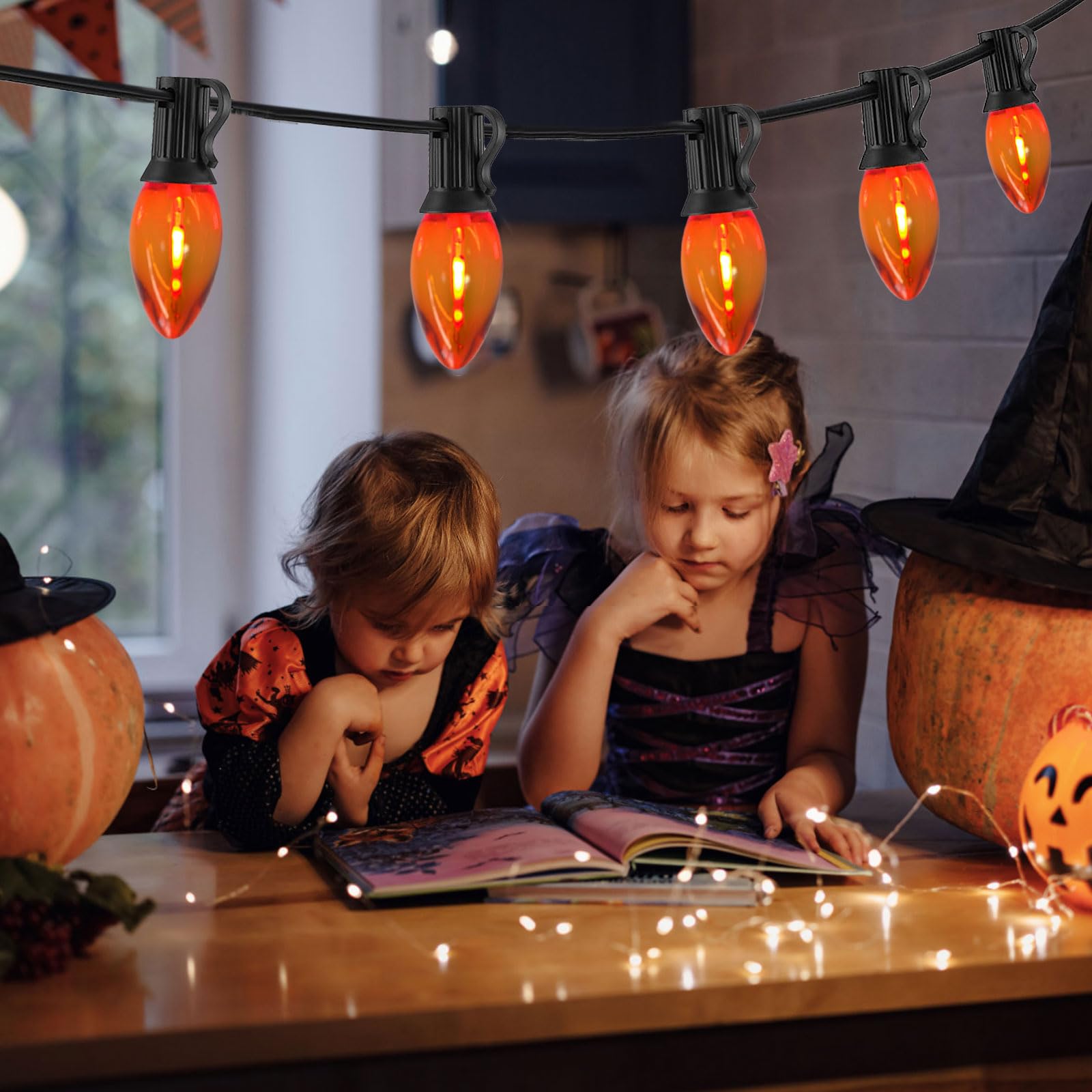 Chyparty 10 Pack C7 Replacement Bulbs, Orange Led Halloween Light Bulbs For Christmas Outdoor String Lights, Patio, Wedding, Hol