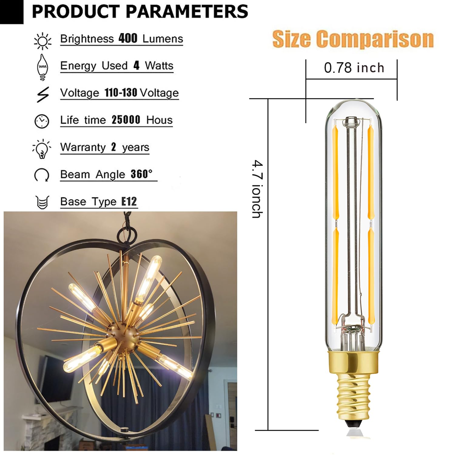 Leools E12 LED Bulb Dimmable 6W Soft White 3000K Glass 60W Equivalent, 600LM, 6-Pack for Chandeliers & Wall Sconces