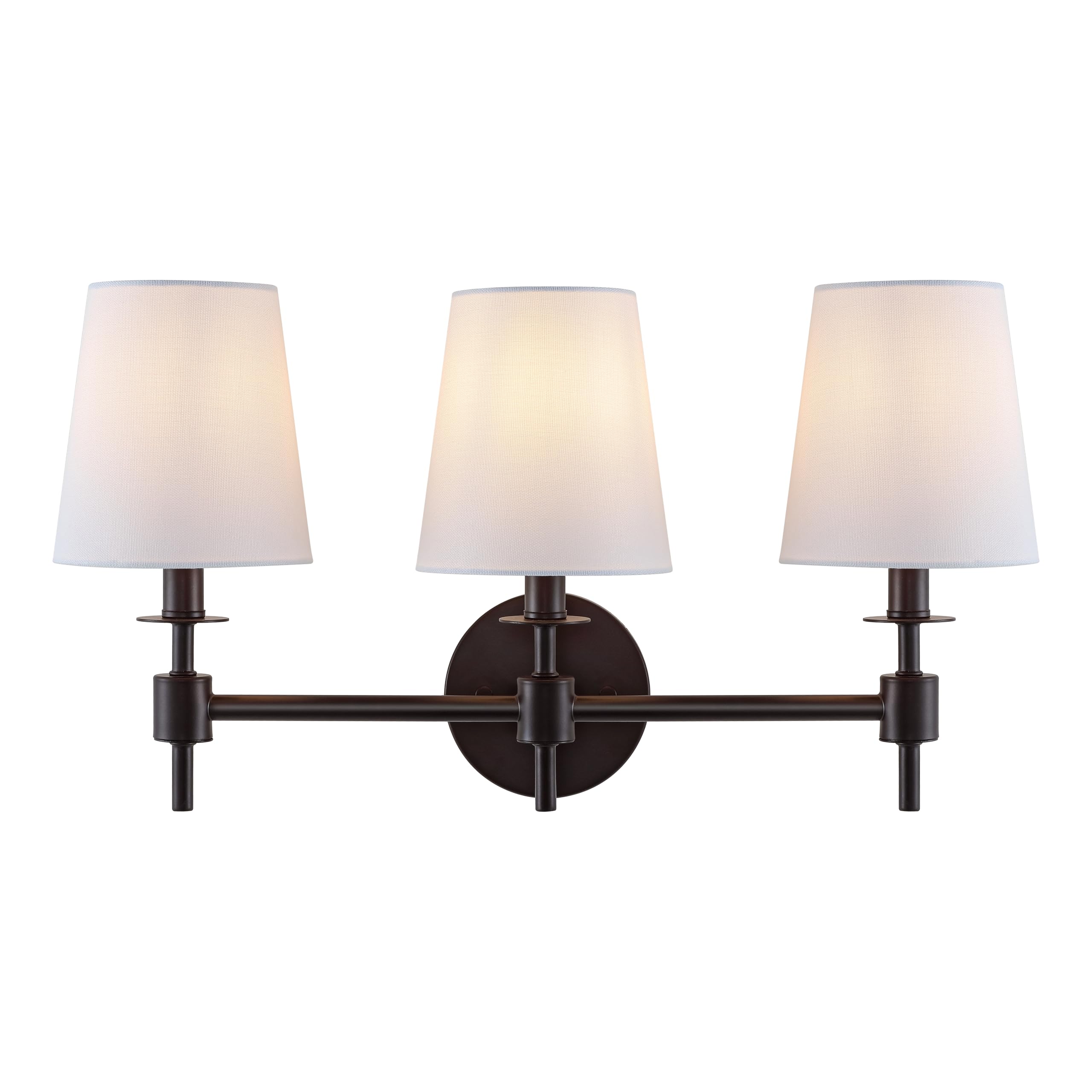 SAFAVIEH Lighting - Davielle 3-Light 21-Inch Wall Sconce - Black - Fabric Shade - 3-Light Design - Ideal for Vanity, Hallway, Be