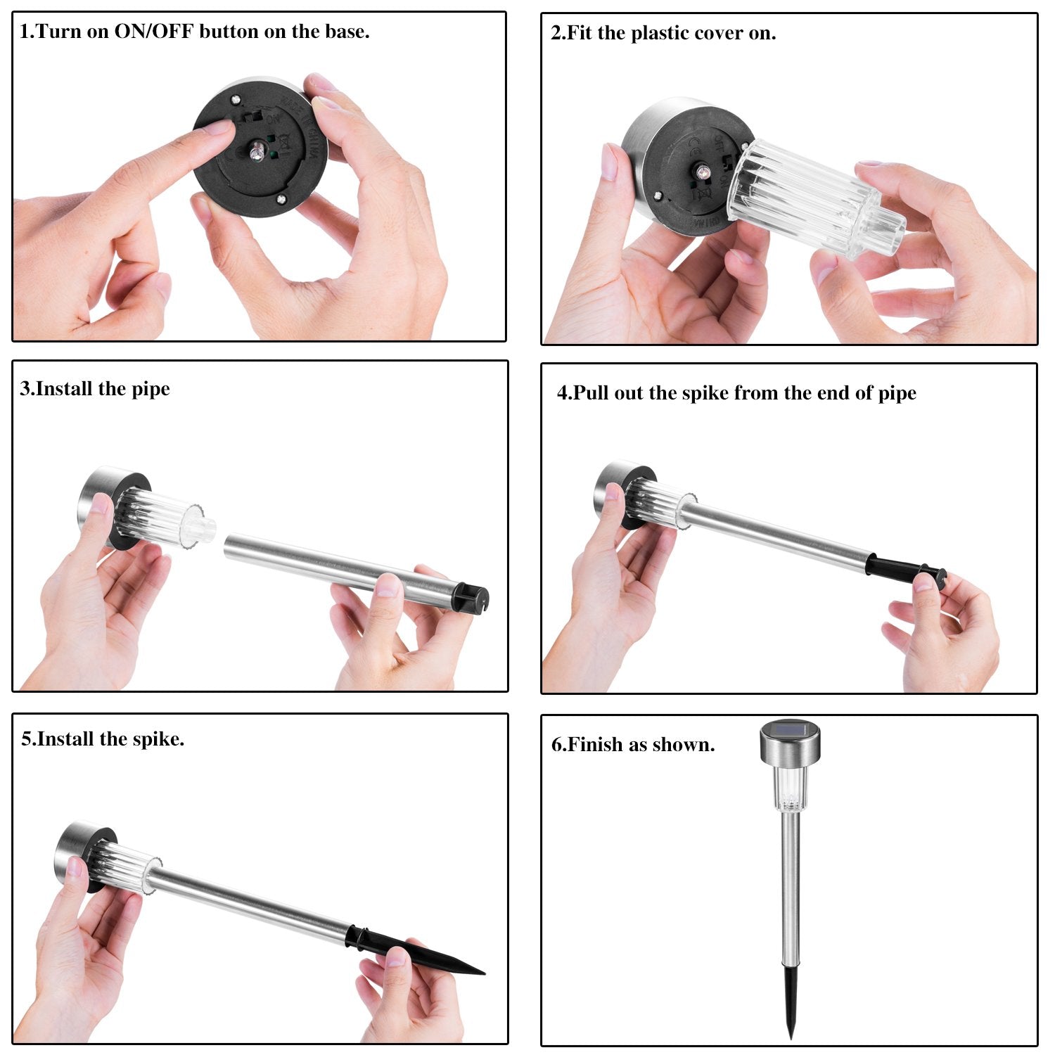 Wellgium Solar Lights Outdoor, 12-Pack Stainless Steel Landscape Pathway Lighting - Warm White