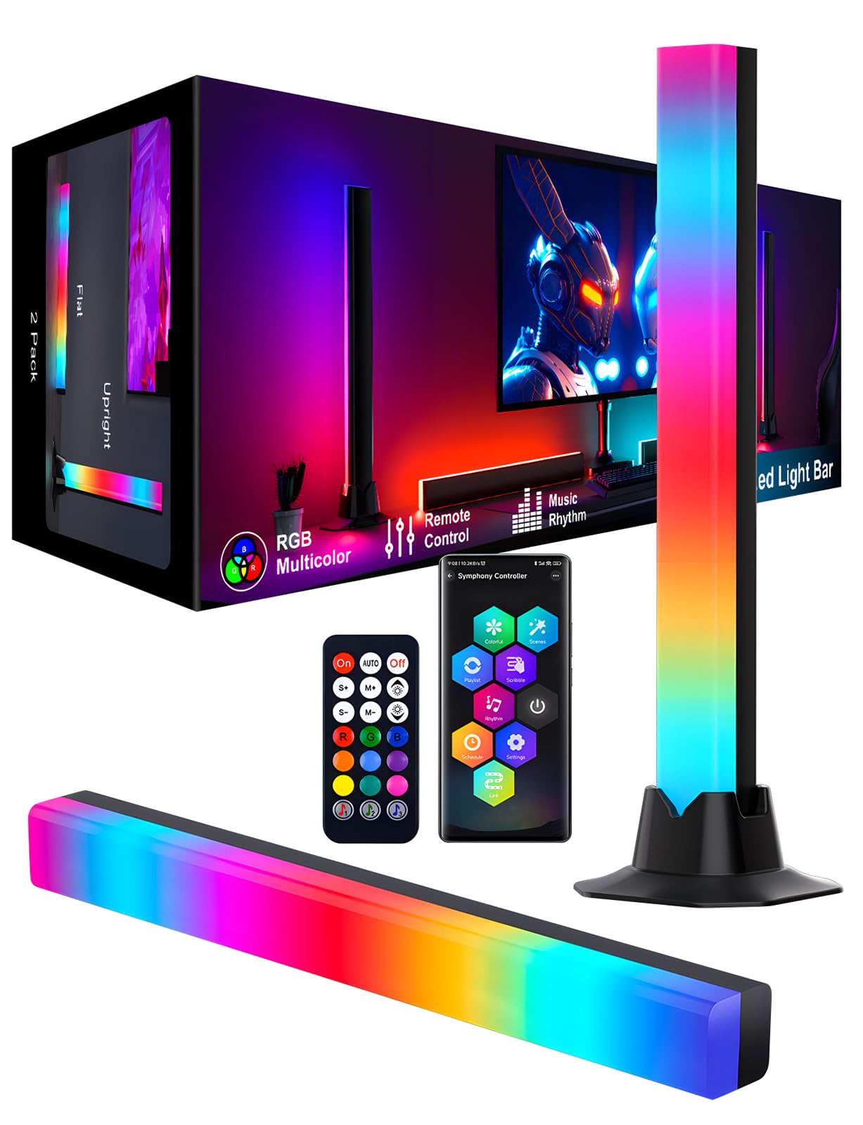 Eastfine Rgb Light Bar  Led Light Bar  App Control Usb Powered  Color Changing Tv Backlight Music Sync Ambient Lighting For Room Pc Monitor Gaming Party Desk