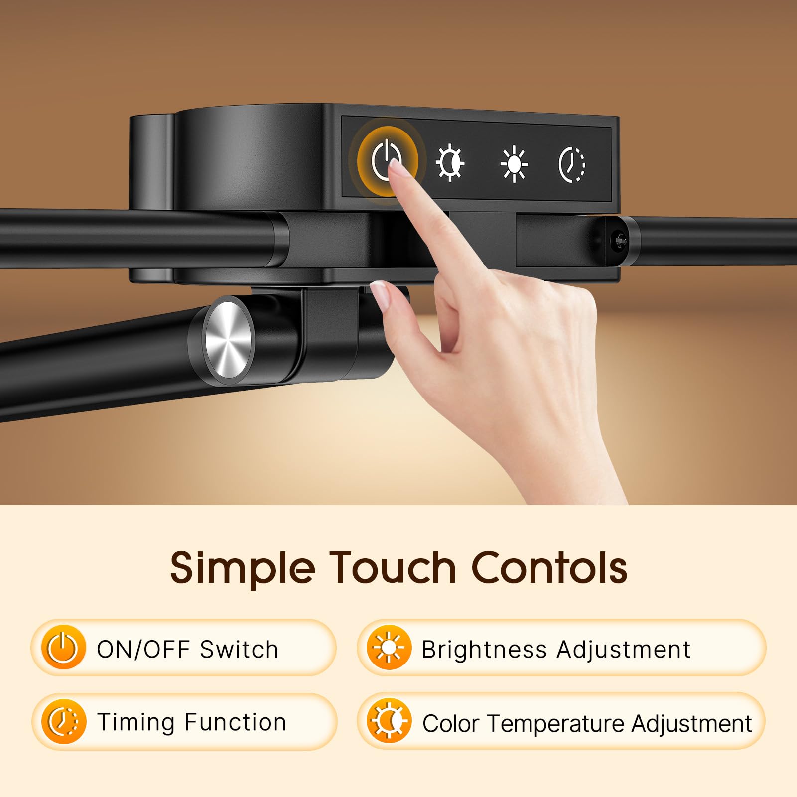 Syrinx Desk Lamp With Base, Eye-Caring Desk Lamps For Home Office With Gesture Sensor Switch, Dual Screen Computer Monitor Led Desk Light, 24W 25 Lightings Bright Table Lamp With Usb Charging Port