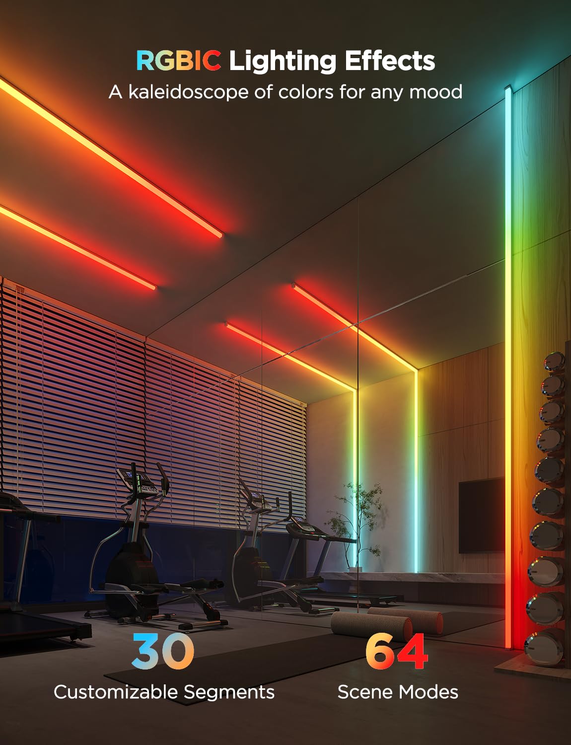 Govee 9.8ft RGBIC LED Strip Lights with Covers, Smart Lights for Alexa & Google Assistant, Ideal for Bedroom & Cabinets