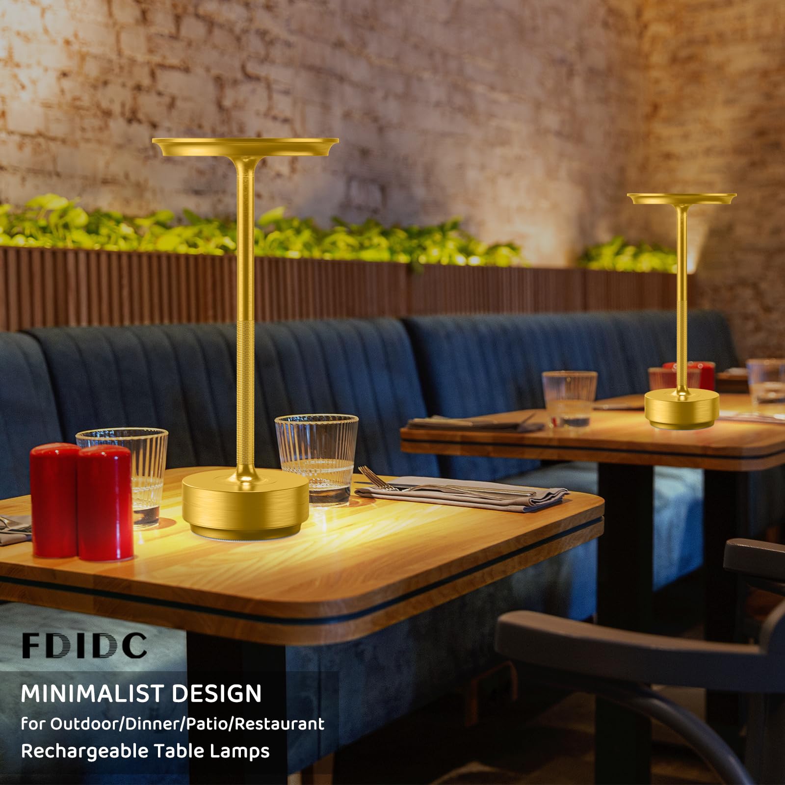 Fdidc Led Rechargeable Cordless Table Lamp, Battery Operated Stepless Dimming Modern Portable Outdoor Table Light For Dining Res