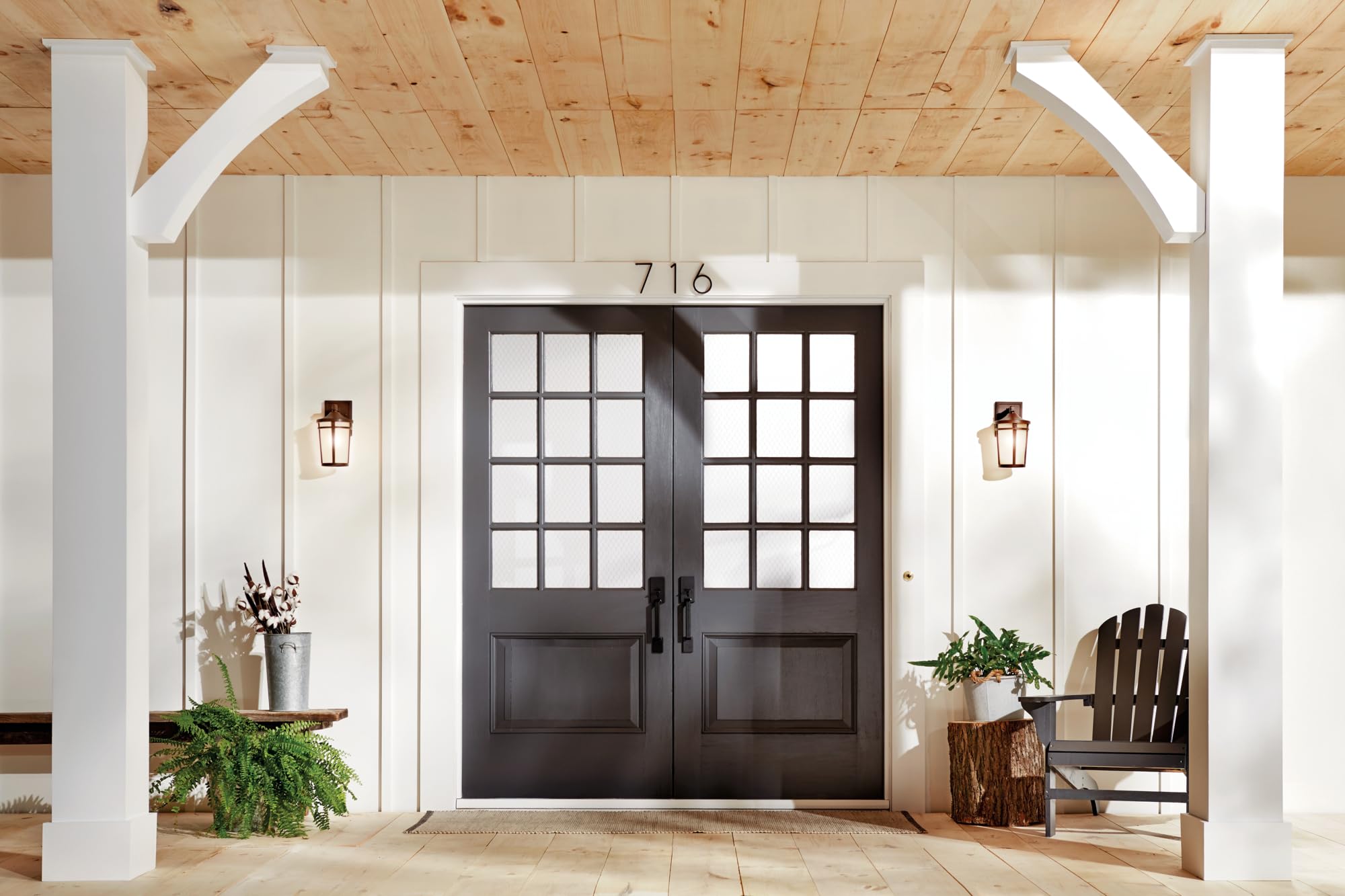 Kichler Atwood 11'' Outdoor Wall Light With Light Umber Mist Glass And Brown Stone, 1-Light Exterior Wall Sconce, (11'' H X 6''