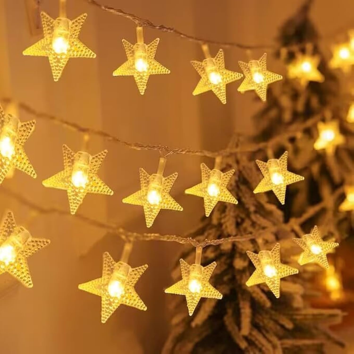 Star String Lights Battery Operated 10Ft 20 Led Star Fairy String Lights  Battery Powered Christmas Lights For Indoor Outdoor Wedding Party Christmas Tree Ramadan Bedroom Patio Decoration Warm White