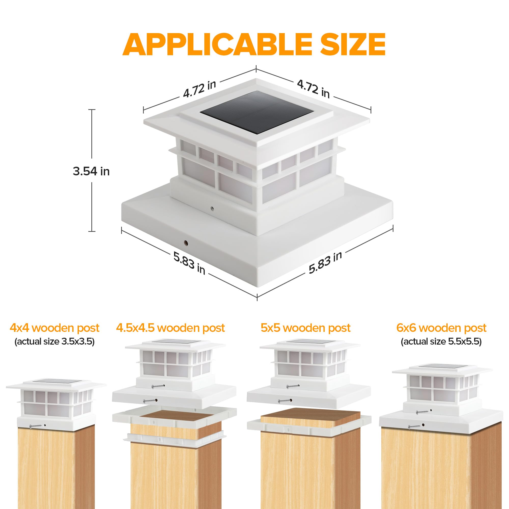 Lutec 8 Pack Solar Post Cap Lights  Ip65 Waterproof Solar Fence Post Lights For 4X4 5X5 6X6 Wooden/Vinyl Posts  Warm White 3000K Led Solar Powered Lighting Decor For Yard  Garden  Patio  Deck  White