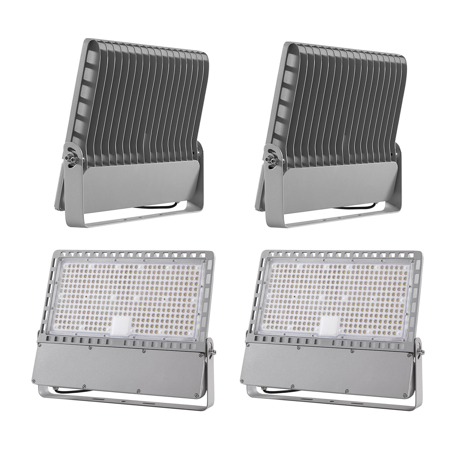 ROMMOR 400W 2 Pack Led Stadium Flood Light Outdoor 60000Lm 2500W Equivalent Super Bright Commercial Area Lighting 100-277V 5000K