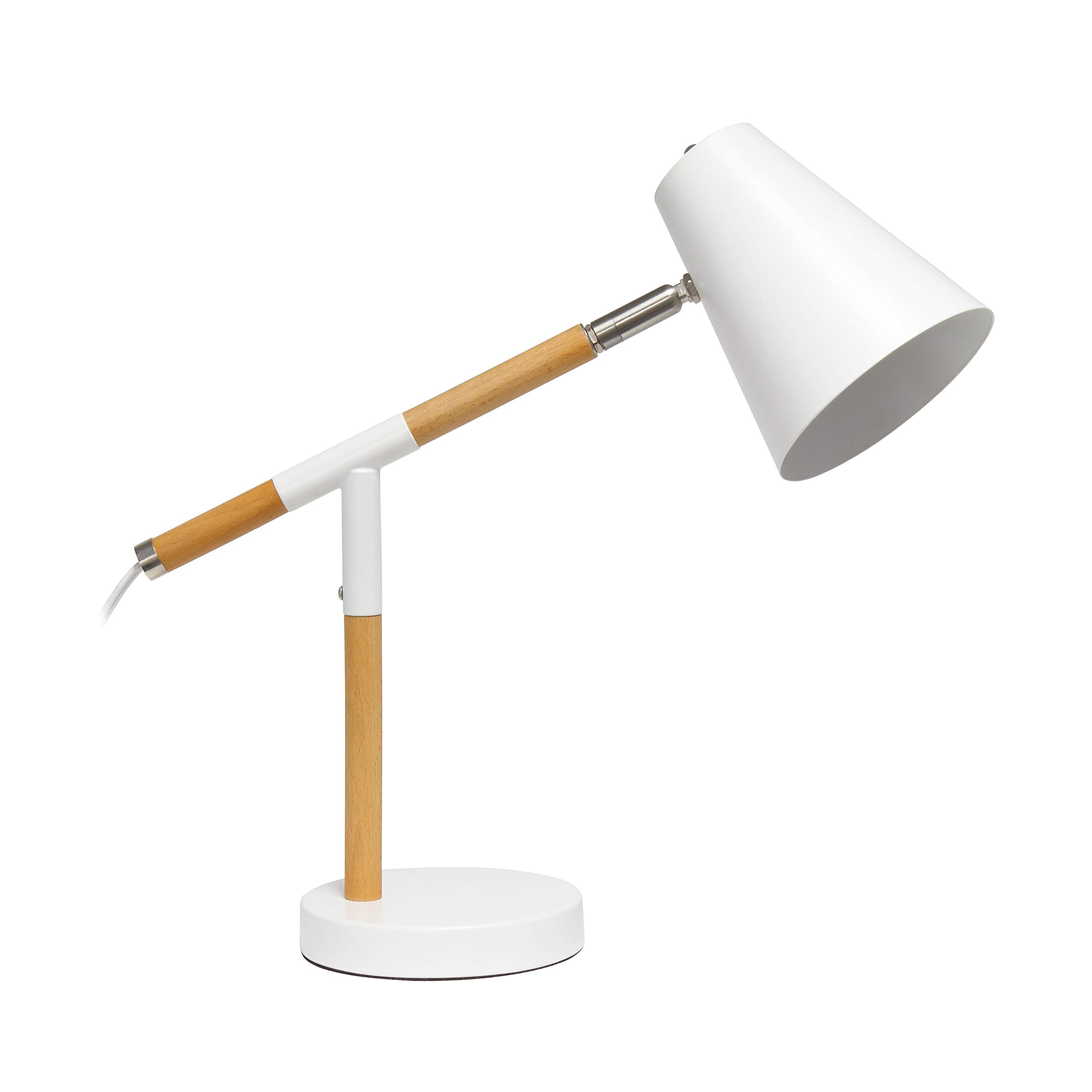 Simple Designs LD1059-WHT Wooden Pivot Desk Lamp  Matte White