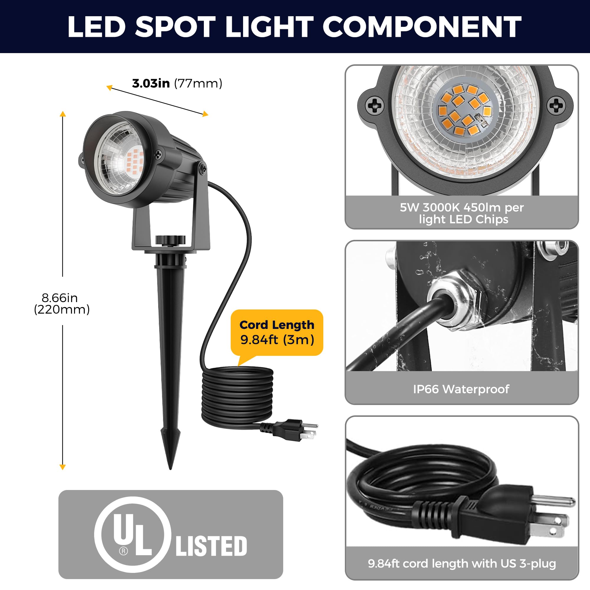 L Lohas Led Outdoor Landscape Lighting  Auto On/Off 3000K Low Voltage Landscape Lighting  Ip66 Waterproof Spot Lights For Yard  Outside  Garden  House  Pathway  Plant  Holiday Decor (6 Pack)