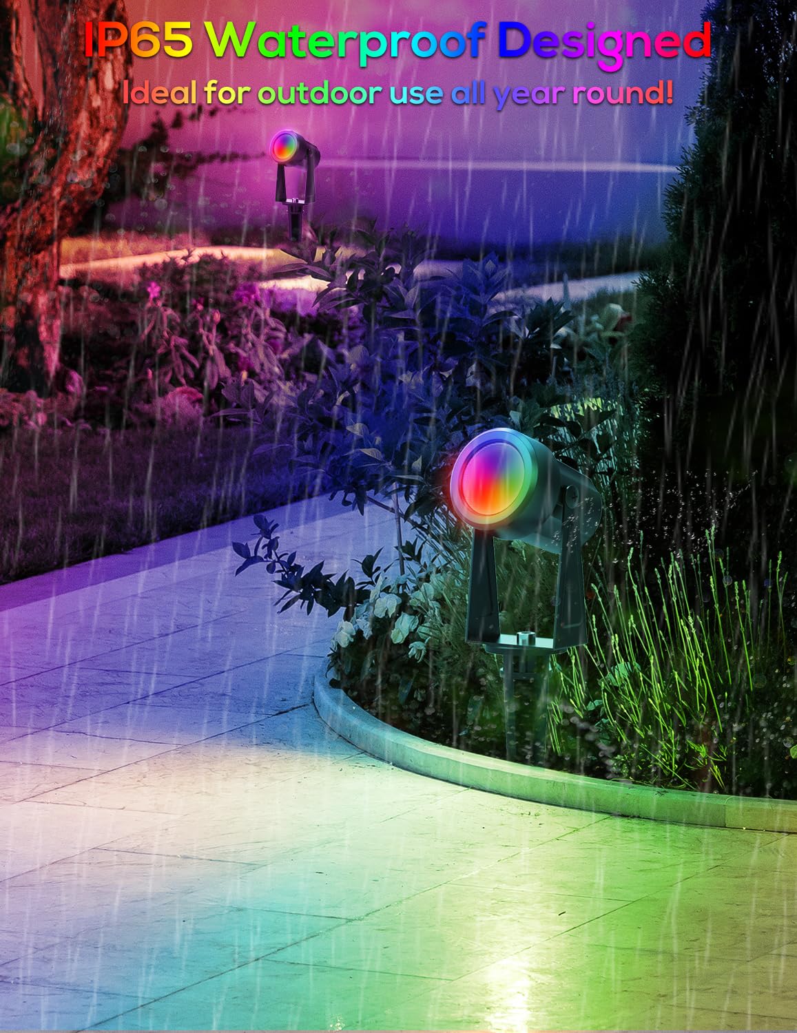 Zyan Solar Spotlights Outdoor  Solar Landscape Lights With Remote Control  Rgbw Colored Spot Lights For Yard  Garden  Lawn  Plant  Tree  Pool Areas  Auto On/Off  Dimmable & Waterproof (4 Pack)