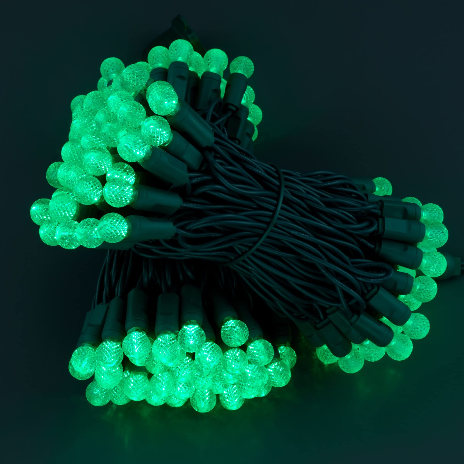 Yuletime Green One-Piece G12 Led Christmas Lights, Total 48 Feet 140 Count 2 Strands 24Ft 70Ct Waterproof Raspberry String Light