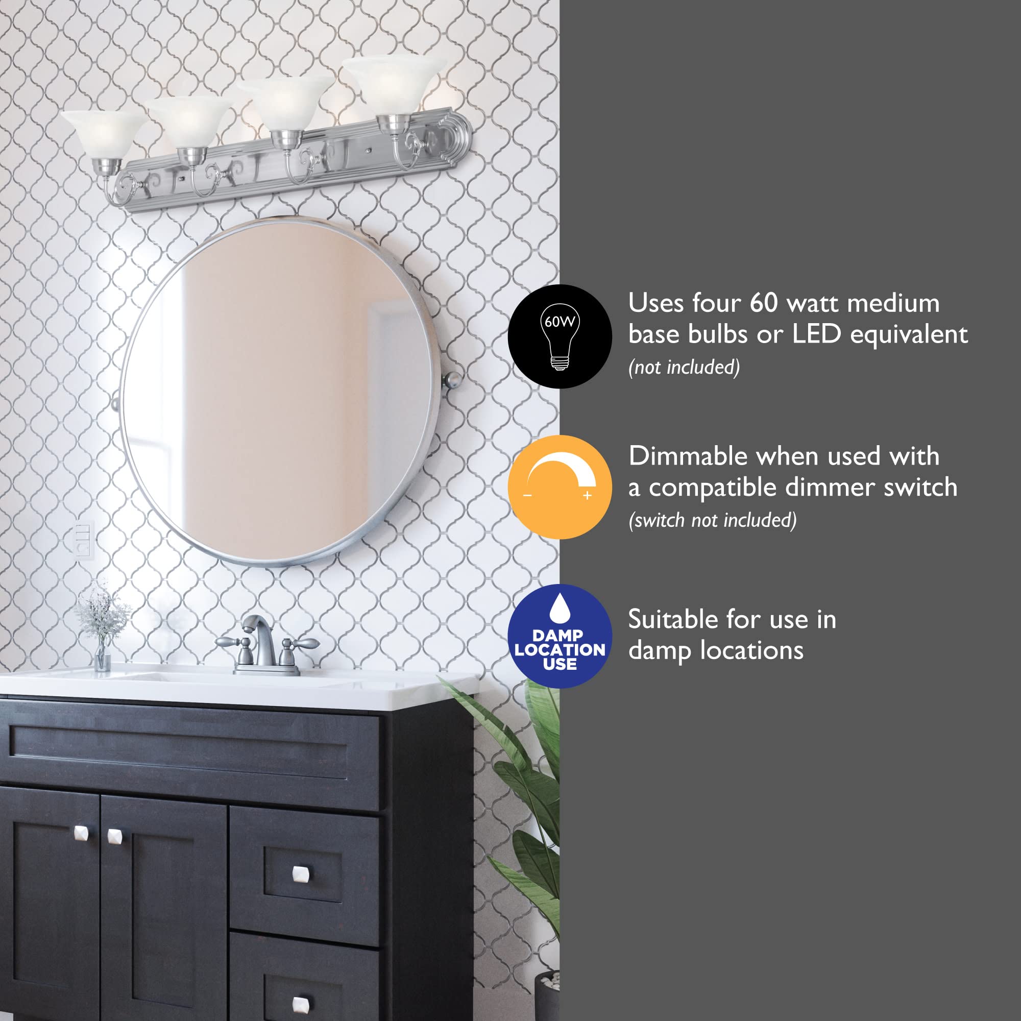 Design House 519215 Millbridge Vanity Satin Nickel, 4-Light