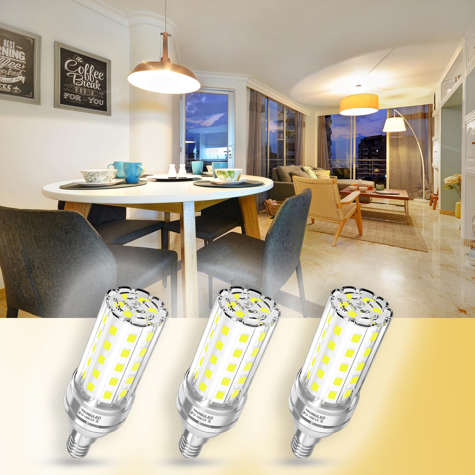 Haoniuled Light Bulb, 10W 5000K Cool Daylight White, 100W Equivalent Light Bulbs, 1100 Lumens Non-Dimmable Led Bulb, E12 Standar