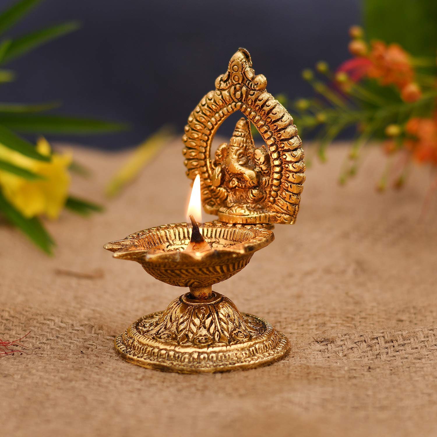 Collectible India Ganesha Diya Oil Lamp - Diwali Diya for Puja Diwali Gift Home Temple Articles Decoration Gifts - Diwali Decora
