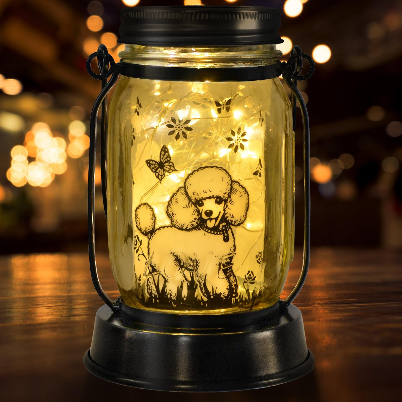 Poodle Gifts For Women/Men, Poodle Solar Lanterns Dog Mom Birthday, Dog Lovers Lantern, Pet Loss Pet Memorial Lights, Solar Gard