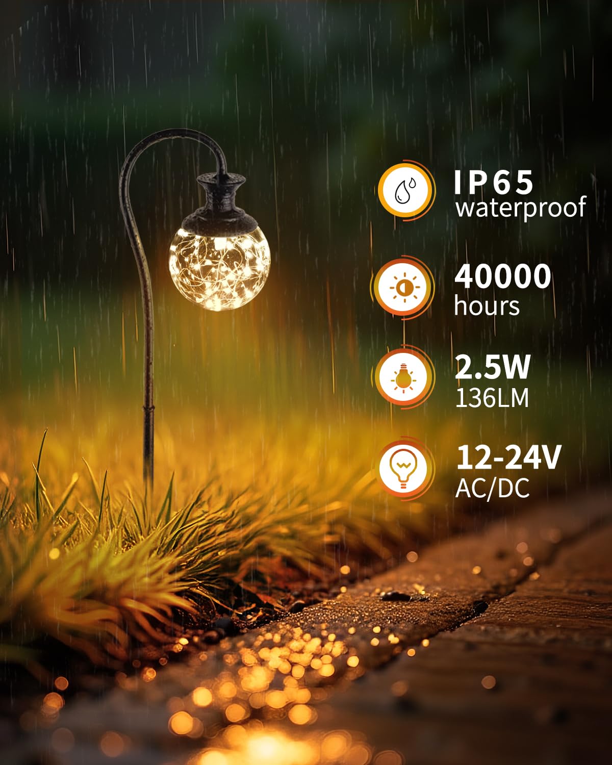 BTNHPLite Low Voltage Globe Garden Lights, 4-Pack, Glass, 2700K, Waterproof, Model BPL-LPW2-27, LED Pathway Lighting for Yard & Walkway