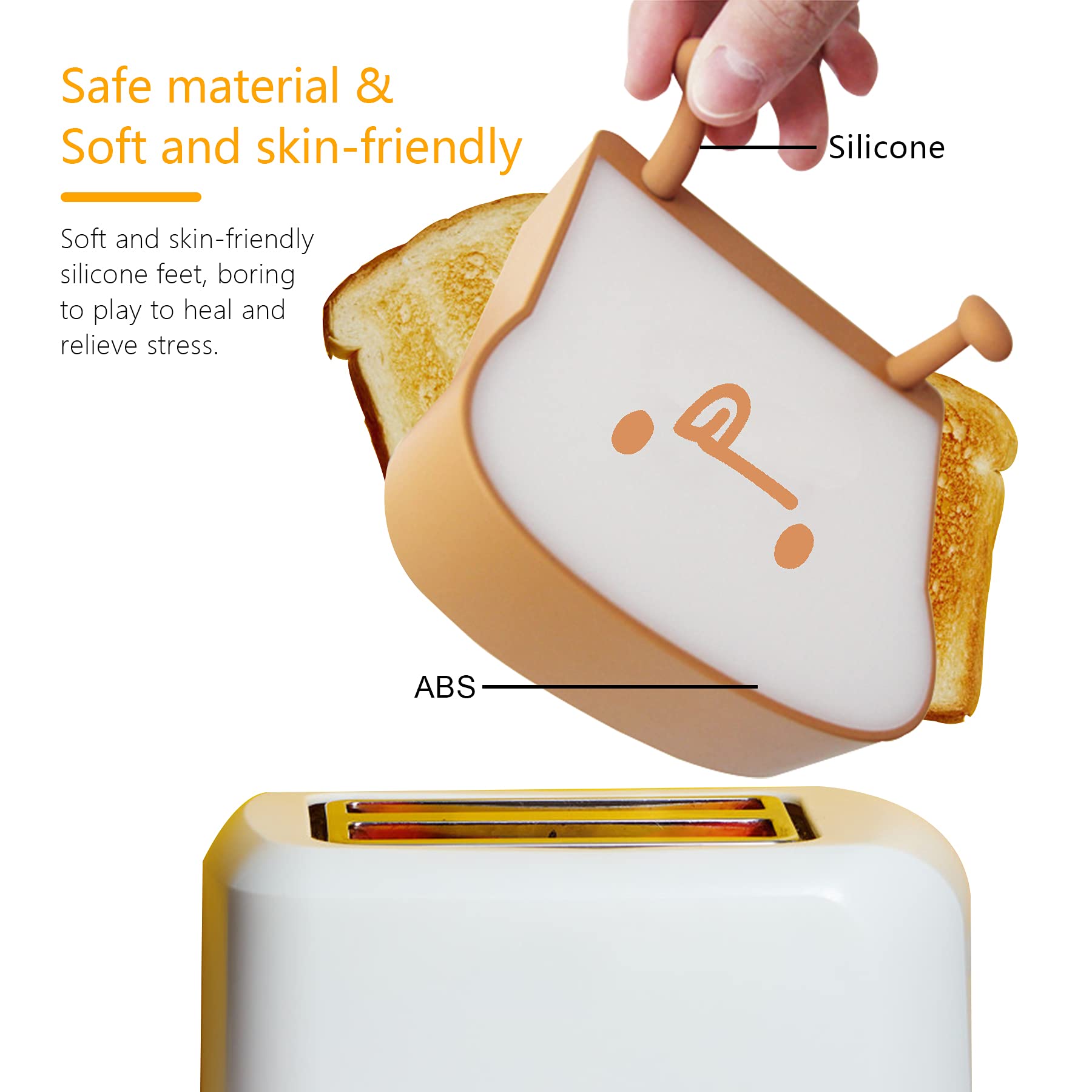 Qanyi Portable Toast Bread Led Night Light - Cute Rechargeable Bed Lamp For Teens & Kids