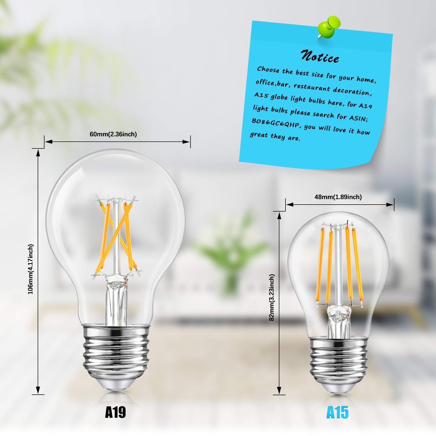 Tobusa 12-Pack Dimmable A15 Led Bulbs 60W Incandescent Equivalent, 6W 5000K Daylight Edison Globe Bulb, 600Lm Vintage Ceiling Fa