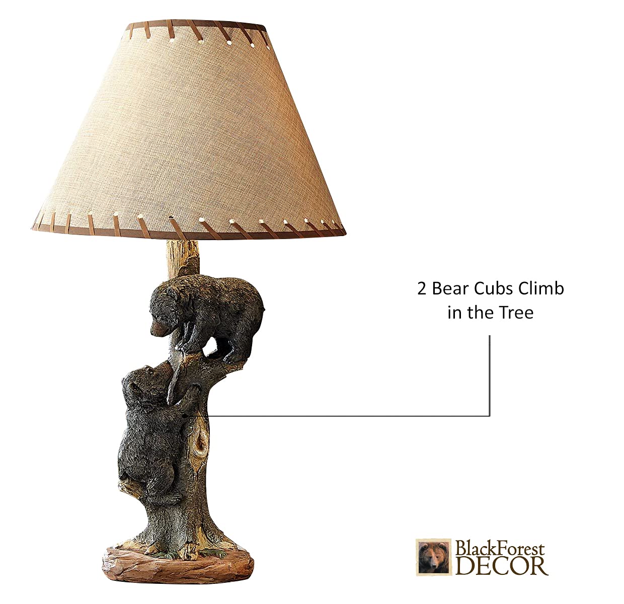 Black Forest D?Or Two Bear Cubs Table Lamp - Rustic Cabin Lighting For Living Room, Nightstand, Or Desk - 24''