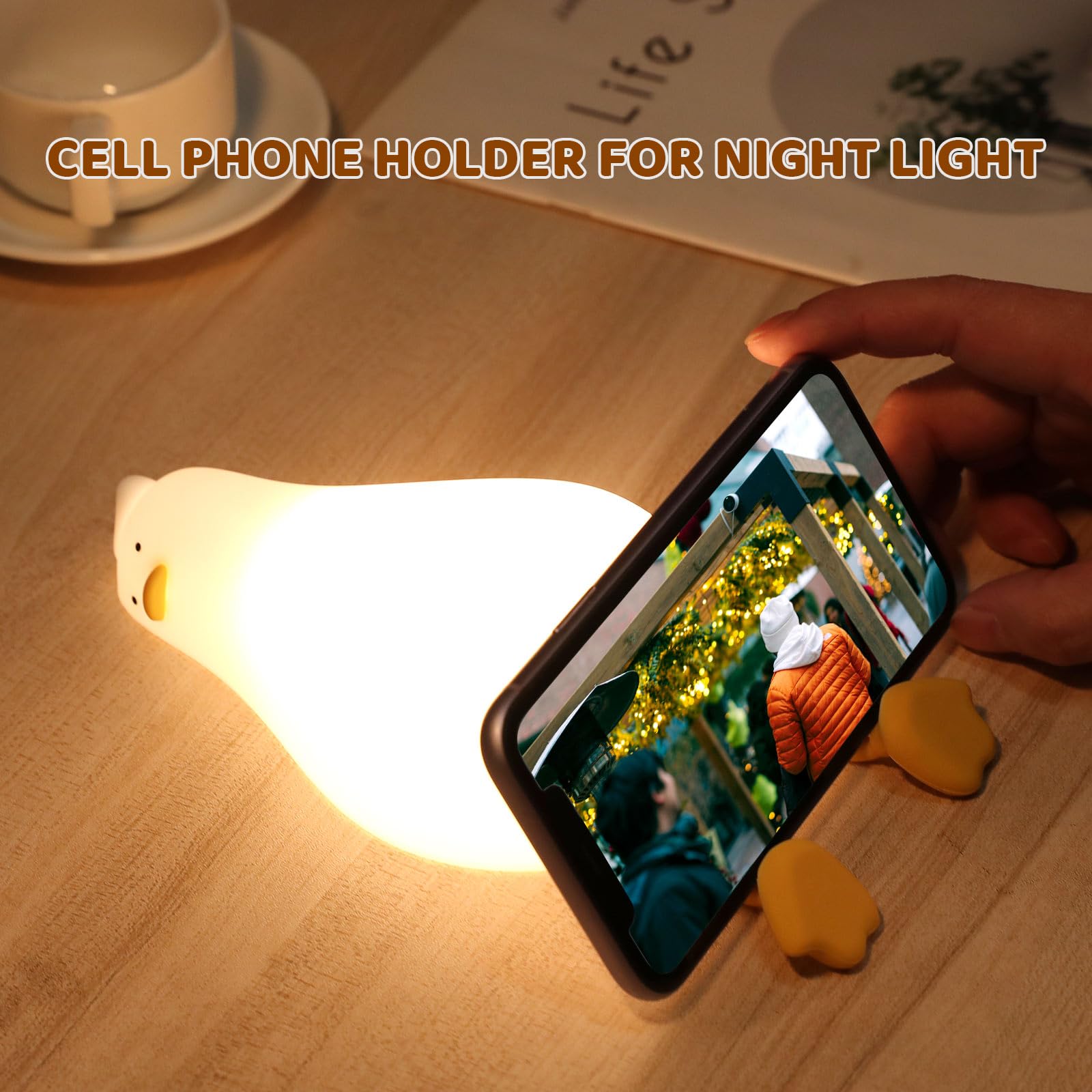 Hpewi Duck Night Light, Touch Control Dimmable Lamp, USB-C Charging, 1.37x3.93x10.43 inches, Yellow, Model ME-YD