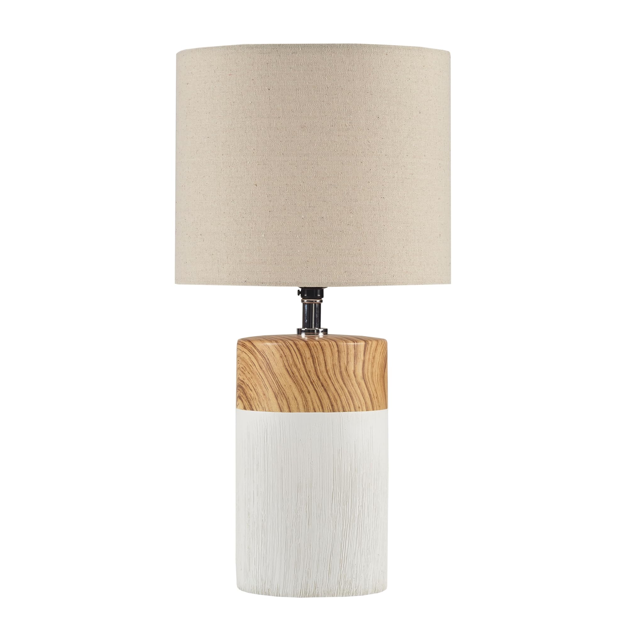 510 Design Nicolo Table Lamp - Modern 2-Tone Ceramic, Woodgrain Finish, 17.35 H, Cream, Nightstand/Desk Lamp, Model 5Ds153-0036