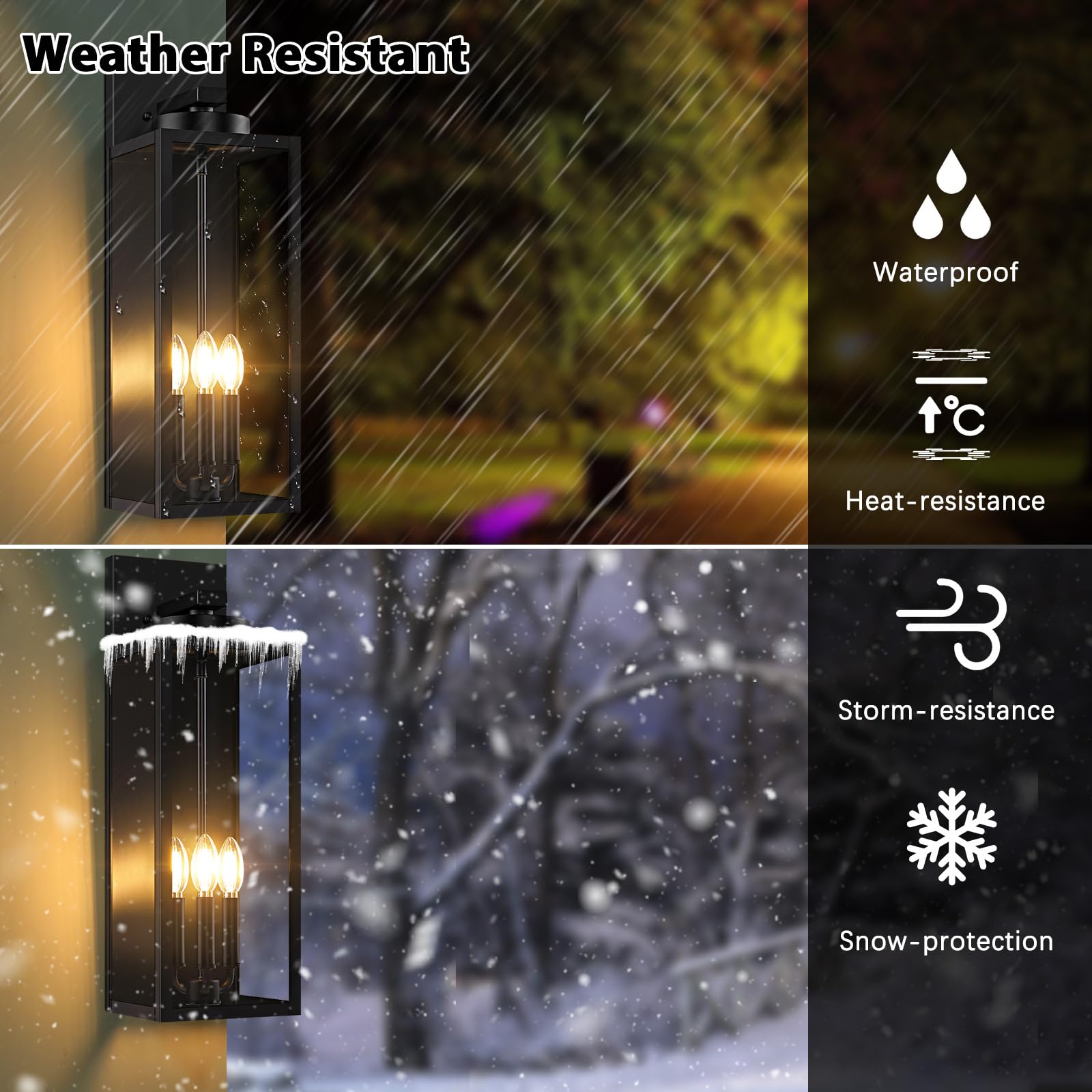 20In Large Outdoor Wall Light Fixtures, Exterior Lighting Fixtures Porch Sconces Wall Mounted, Waterproof Black Outdoor Wall Lan
