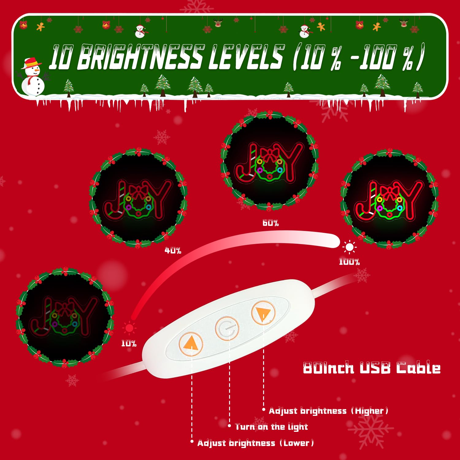 Christmas Neon Sign Christmas Joy Neon Sign Christmas Led Sign Candy Neon Christmas Decorations Joy Christmas Lights Dimmable Li