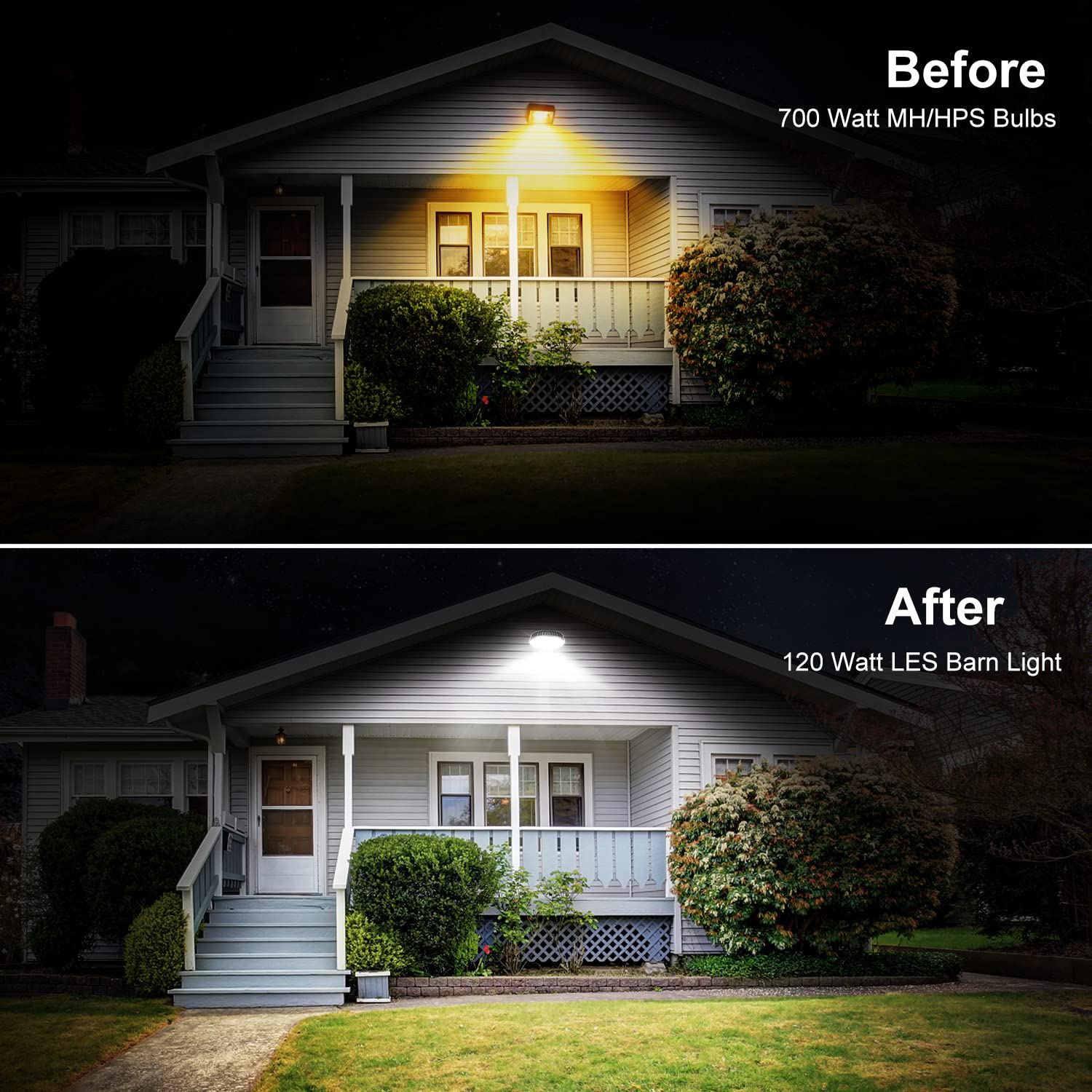 Karjoefar LED Barn Light - 120W, 15000LM, IP65 Waterproof, Dusk to Dawn Outdoor Security Light, Black, Model KLED