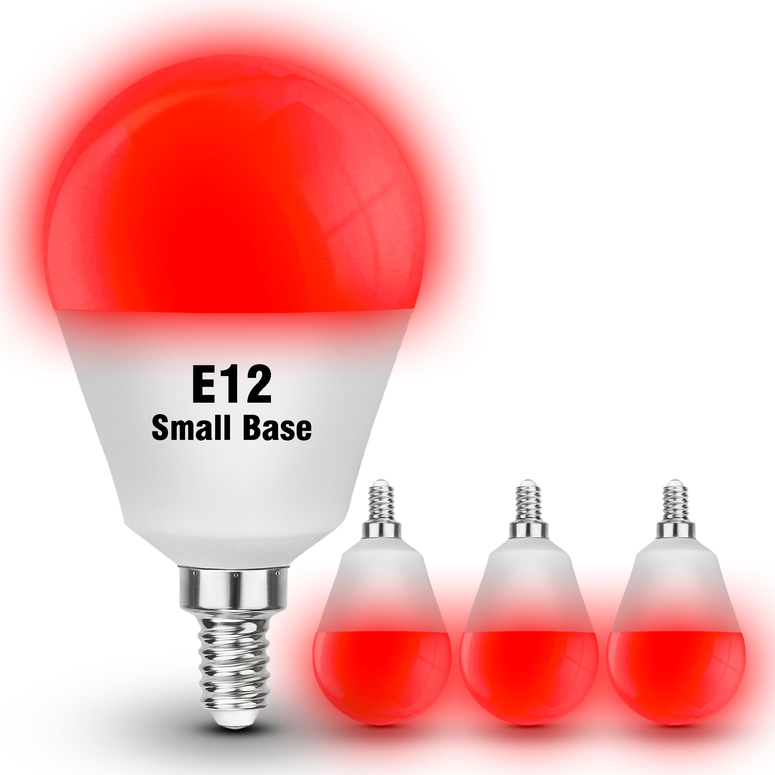 E12 Candelabra Small Base Red Light Bulbs for Sleep 25w-40w Equivalent, 625nm Red Night Light 3W 300LM, E12 G45 Blue Light Block