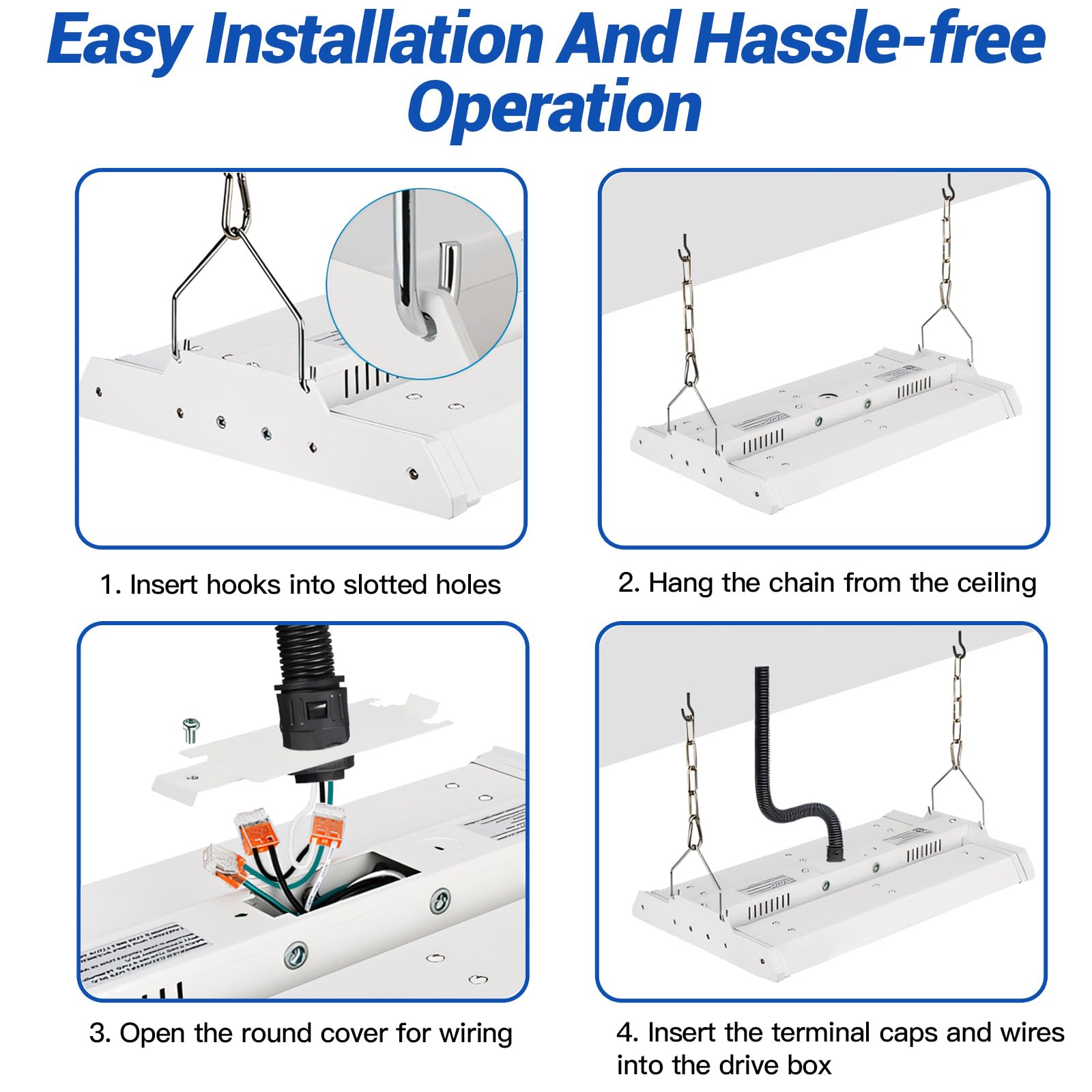Jtt Led Linear High Bay Light  5000K Daylight 150W 21000Lm Shop Light Commercial 360 Adjustable Tilt Hanging Led High Bay Shop Lighting Fixtures For Garage  Etl 1-Pack