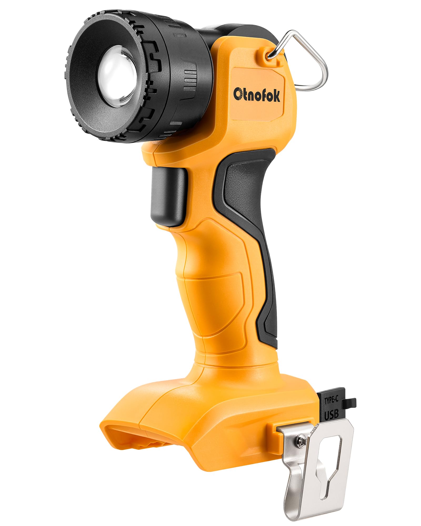 otnofok Cordless LED Work Light for Dewalt 20V MAX Battery, 3W 260LM Flashlight Portable with 2 USB Ports, 90 Pivoting Head, 15/