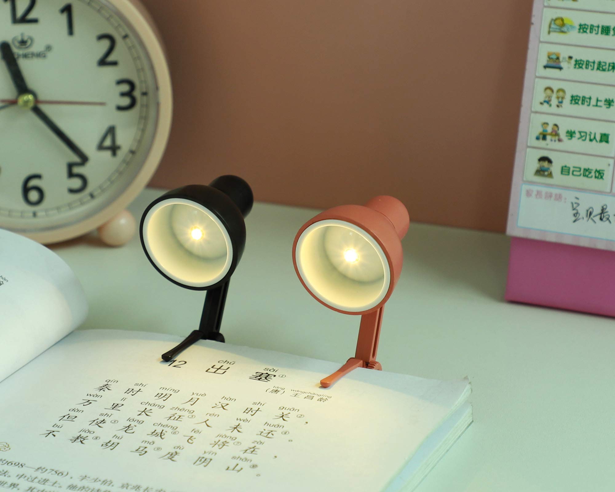 Omeet 2 Pack Led Mini Table Lamp Fold-Able Night Reading Book Lamps For Home Room Computer Night Lights Eye Protections, For Night Study Travel Portable - Ld02 Black